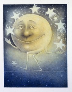 La Luna hace malabares con las estrellas de la noche de Wayne Anderson
