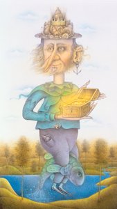 Neptuno (lápiz y lápiz de color sobre papel) (pareja de 155032) de Wayne Anderson