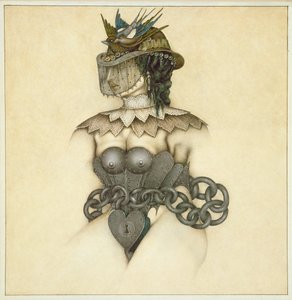 Victorian Bondage (lápiz y lápiz de color sobre papel)