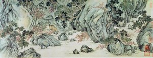 El viaje a la "Tierra de los Inmortales" (detalle) de Wen Zhengming