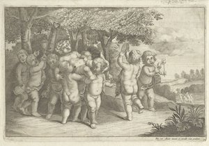 Los niños que hacen música y bailan usan una bacante de Wenceslaus Hollar (rejected attribution)
