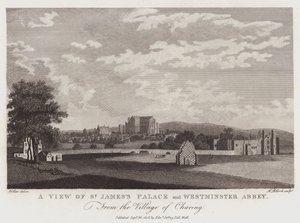 Vista del Palacio de St. James y la Abadía de Westminster, desde el pueblo de Charing de Wenceslaus Hollar