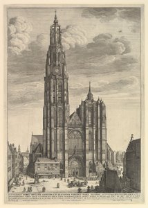 Catedral de Amberes Prospectvs Tvrris Ecclesiæ Cathedralis, 1625-77 de Wenceslaus Hollar