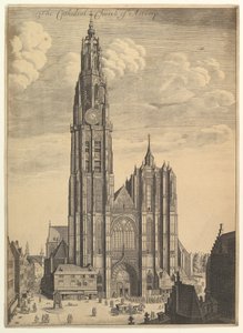 Catedral de Amberes Prospectvs Tvrris Ecclesiæ Cathedralis de Wenceslaus Hollar
