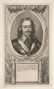 Carlos I y los campamentos de su ejército durante la Guerra de Escocia (versión reducida: solo retrato) de Wenceslaus Hollar
