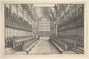 Coro y puestos en la Capilla de San Jorge, Windsor de Wenceslaus Hollar