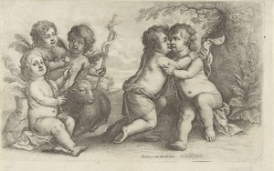 Cristo, Juan y tres Querubines Paedopaegnion (título de la serie) de Wenceslaus Hollar