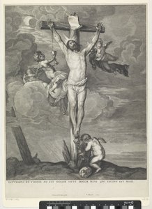 Cristo en la cruz con ángeles de Wenceslaus Hollar