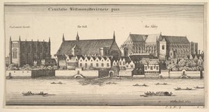 Ciuitatis Westmonasteriensis pars Westminster desde el río, 1647 de Wenceslaus Hollar