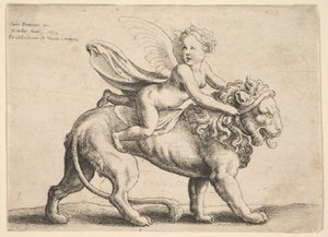 Cupido sobre un león, 1652 de Wenceslaus Hollar