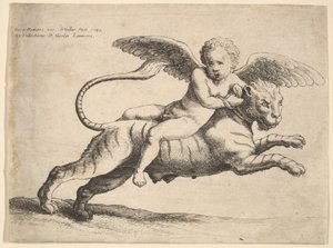 Cupido sobre un tigre, 1652 de Wenceslaus Hollar