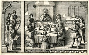 Cena en la investidura de Fernando I a la Jarretera de Wenceslaus Hollar