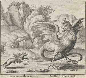Fábula del basilisco y la comadreja Fábulas (título de la serie) de Wenceslaus Hollar