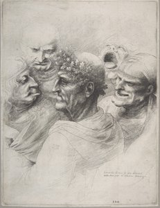 Cinco cabezas grotescas, incluyendo un anciano con una corona de hojas de roble, 1646 de Wenceslaus Hollar