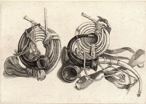 Cinco cuernos de caza de Wenceslaus Hollar