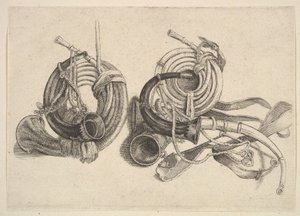Cinco cuernos de caza de Wenceslaus Hollar