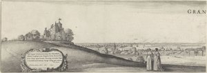 Vista de Greenwich (placa izquierda) Greenwich (título sobre el objeto) de Wenceslaus Hollar