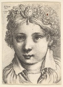 Cabeza de una joven con tocado de joyas, ca. 1645 de Wenceslaus Hollar