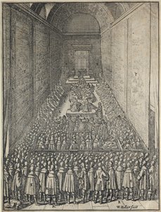 Interior de la Cámara de los Lores en sesión, Palacio de Westminster, Londres, c. 1650 de Wenceslaus Hollar