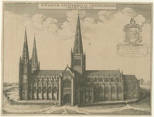 Catedral de Lichfield - Vista sur: grabado de Wenceslaus Hollar