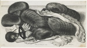 Mangas y artículos de ropa en una mesa, 1647