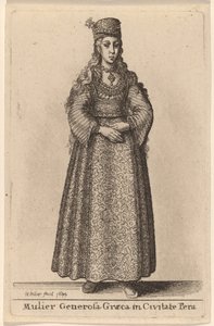 Mujer Generosa Griega en la Ciudad de Pera de Wenceslaus Hollar
