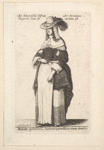 Mujer principal de Amberes, en ornato doméstico, 1625-77 de Wenceslaus Hollar
