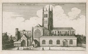 Santa María Overies, Southwark, Londres; dibujo fechado en 1647 de Wenceslaus Hollar