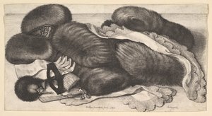 Naturaleza muerta con un grupo de manguitos, un par de guantes, abanicos, máscara y dos pañuelos, 1647 de Wenceslaus Hollar