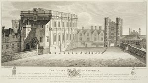 El Palacio de Whitehall, de un dibujo en la Biblioteca Pepysian, Cambridge, publicado en 1809