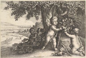 El dios del río y los niños de Wenceslaus Hollar