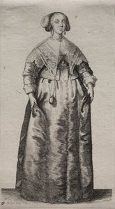 Los Varios Hábitos de las Mujeres Inglesas, desde la Nobleza hasta las Mujeres del Campo en estos tiempos: La Mujer con una Esfera de Mármol de Wenceslaus Hollar