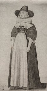 Los Varios Hábitos de las Mujeres Inglesas, desde la Nobleza hasta las Mujeres del Campo en estos tiempos: La Mujer con Sombrero Masculino y Corsé con Cintas de Wenceslaus Hollar
