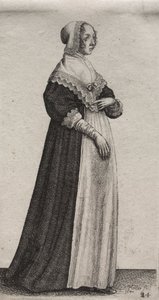 Los Varios Hábitos de las Mujeres Inglesas, desde la Nobleza hasta las Mujeres del Campo en estos tiempos: La Mujer con Cuello Alto de Wenceslaus Hollar