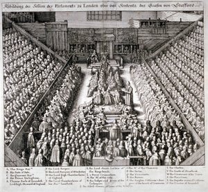 El juicio de Thomas Wentworth, Conde de Strafford, Westminster Hall, Londres