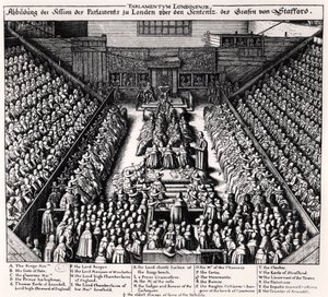 El juicio de Thomas Wentworth (1593-1641) Conde de Strafford en 1641 de Wenceslaus Hollar