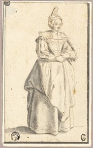 La dama con el pequeño gorro levantado, después de una impresión de La Noblesse de Wenceslaus Hollar