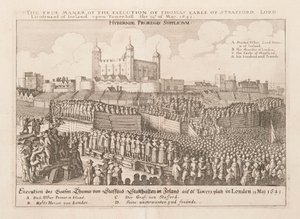 La verdadera manera de la ejecución de Thomas Conde de Strafford, Lord Teniente de Irlanda..., ca 1642 de Wenceslaus Hollar