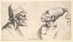 Dos cabezas deformadas, 1625-77 de Wenceslaus Hollar
