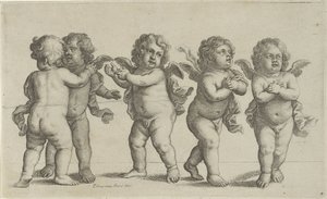 cinco querubines Paedopaegnion (título de la serie) de Wenceslaus Hollar