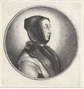 Mujer con velo negro y estola de piel Medallones con bustos femeninos (título de serie) de Wenceslaus Hollar