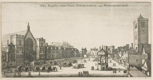 Westminster Hall (New Palace Yard y la Casa del Reloj) de Wenceslaus Hollar