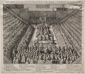 Salón de Westminster, Interior, con el juicio del Conde de Strafford de Wenceslaus Hollar