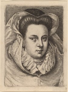 Mujer con velo blanco y sombrero negro (¿Mary Stuart?) de Wenceslaus Hollar
