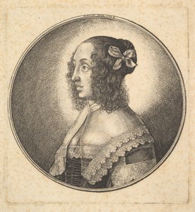 Mujer con cabello oscuro y un lazo en perfil hacia la izquierda de Wenceslaus Hollar