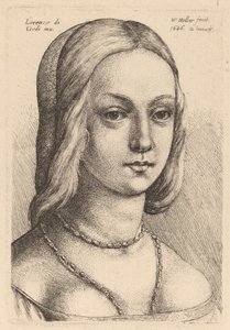 Cabeza de mujer mirando a la derecha de Wenceslaus Hollar after Lorenzo di Credi