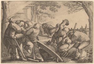 Pelea de Campesinos de Wenceslaus Hollar after Pieter Bruegel the Elder