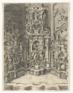 Gran fuente, construida entre tres paredes. Fuentes, pozos, repisas de chimenea, capiteles, ventanas y retablos (título de la serie)