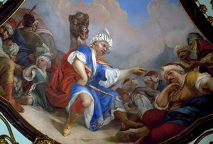 Fresco del salón principal del castillo de Ploskovice, Bohemia. República Checa. de Wenzel Lorenz Reiner