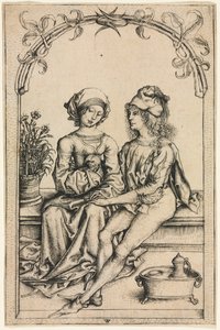 Los Amantes después del Maestro del Housebook de Wenzel von Olmütz